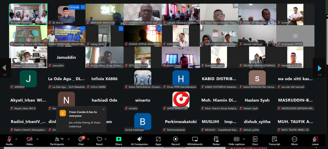 UKPBJ Kabupaten Wakatobi hadiri Sosialisasi Profiling ASN Secara Virtual